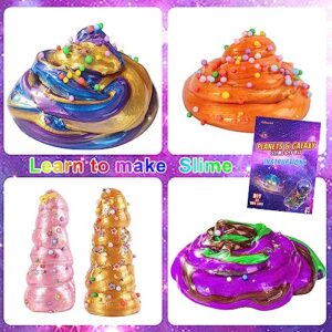 3LB 48 Pcs Planets Galaxy Slime Kit, DIY Slime Making Kit for Boys and Girls, 8 Pack Galaxy Slime Balls, Glow in The Dark, Model Solar System, Crafting Supplies, Best Gift for Kids