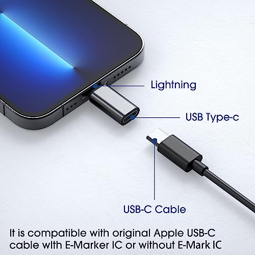 TechMatte USB C to Lightning Adapter, 1.9A 10W Standard Charging Support Data Transmission, Compatible with iPhone 14/13/12/11 Pro Max Mini/X/XR/XS/SE/iPad/iPod/AirPods, with Anti-Lost Holder