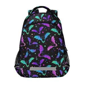 mnsruu laptop backpack with chest strap, gothic halloween luminous bats school backpack, travel hiking backpack for boys girls teen adult, rucksack, knapsack