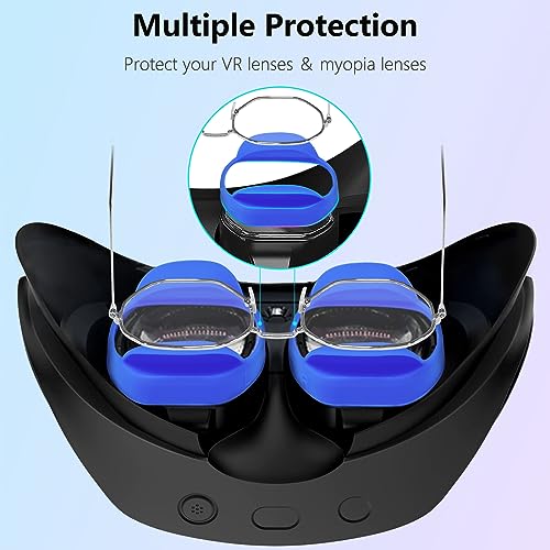 LEAPICVR Silicone Lens Spacer Protector For PS VR2, Upgraded Glasses Protect Ring Anti-Scratch Light-Proof For PSVR 2 & Myopia Eyeglass, PS VR 2 Accessory Adapt Playstation VR2 Comfort Experience Blue