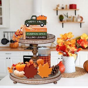 Fall Decor Fall Decorations for Home 6PCS Fall Tiered Tray Decor Faux Decorative Books Maple Leaves Truck Wooden Signs Rustic Farmhouse Fall Table Decor for Autumn Thanksgiving