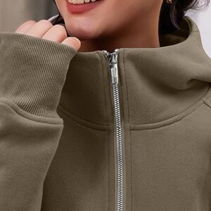 Trendy Queen Womens Fleece Jackets Full Zip Sweatshirts Oversized Hoodies Long Sleeve Sweaters With Pockets Winter Fall Outfits Y2k Fashion Teen Girls Clothes