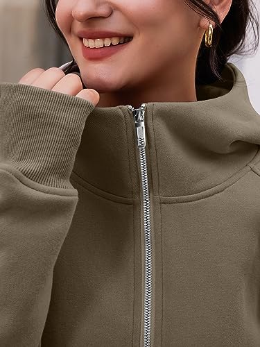 Trendy Queen Womens Fleece Jackets Full Zip Sweatshirts Oversized Hoodies Long Sleeve Sweaters With Pockets Winter Fall Outfits Y2k Fashion Teen Girls Clothes