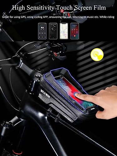 WILD MAN Bike Bag, Bicycle Bike Accessories for Cycling Biking, Bicycle Bike Phone Holder Mount Bag, Bike Bag for Bicycles, Mountain Bike Accessories for Adult Bikes for Cell Phone Under 6.7"