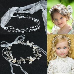 2 pcs wedding flower headpieces for girls, headband princess hair accessories, hair accessory crown tiaras for women headpiece for wedding party birthday kids