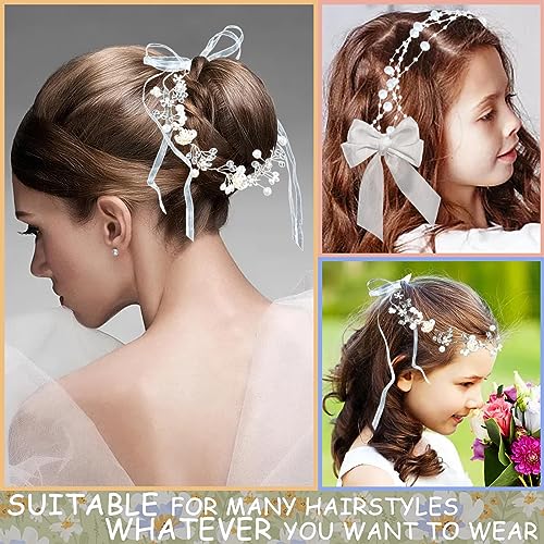 2 PCS Wedding Flower Headpieces for Girls, Headband Princess Hair Accessories, Hair Accessory Crown Tiaras for Women Headpiece for Wedding Party Birthday Kids