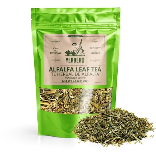 Yerbero - Alfalfa Loose Herbal Tea 3.5oz (100gr) | Medicago Sativa | Te de Alfalfa | Stand Up Resealable Bag Crafted By Nature100% All Natural Fresh Tea | Non-GMO | From Mexico