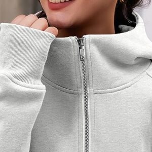 Trendy Queen Womens Fleece Jackets Full Zip Sweatshirts Oversized Hoodies Long Sleeve Sweaters With Pockets Winter Fall Outfits Y2k Fashion Teen Girls Clothes