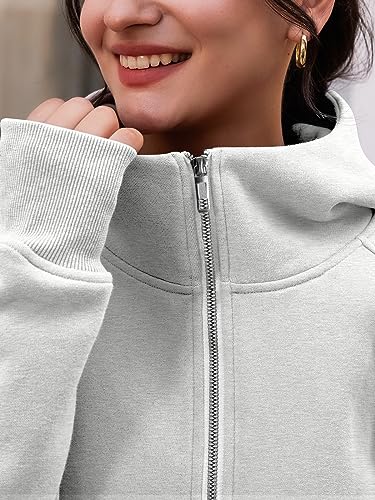 Trendy Queen Womens Fleece Jackets Full Zip Sweatshirts Oversized Hoodies Long Sleeve Sweaters With Pockets Winter Fall Outfits Y2k Fashion Teen Girls Clothes