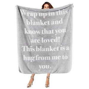 bedsure get well soon gifts for women - after surgery blanket with inspirational words sympathy gift for elderly adults hug soft fleece healing blanket grey 50x60 inch