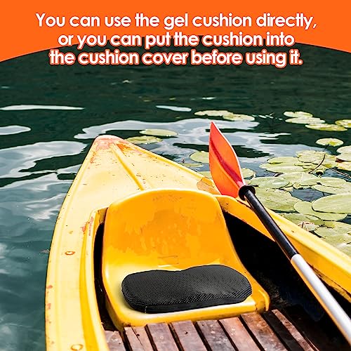 NewBEP Anti Slip Gel Kayak Seat Cushion, Thick Waterproof Kayak Seat Pad Soft Support & Breathable with Non-Slip Cover for Sit in Kayak Chair, Canoe, Boat