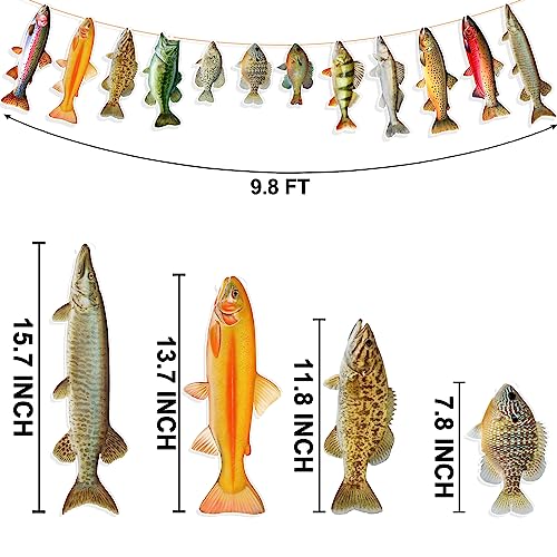 Ushinemi Fishing Birthday Decorations, Gone Fishing Party Supplies Sunfish Trout Bass Fishing Banner for Adults and Kids