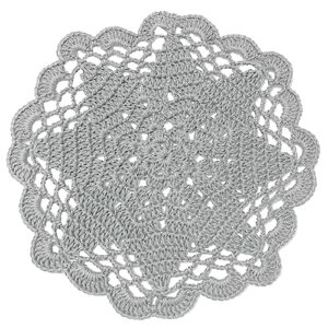 BIBITIME Handmade Crochet Round Lace Doilies Kitchen Table Placemats Wedding Tea Flower Vase Cup Mats (6" to 7",Pack of 4PCS, Light Grey)