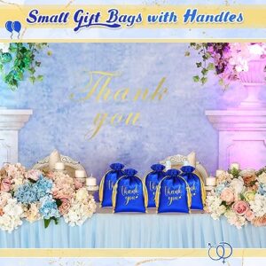 30 Pcs Thank You Satin Gift Bags 5 x 7 Inches Drawstring Jewelry Pouches Small Satin Candy Bags for Guest Wedding Birthday Baby Shower Business Party Favors Bags (Royal Blue)