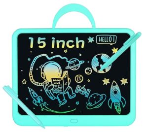 carrvas lcd writing tablet for kids 15 inch coloring drawing pad toddler doodle boards drawing tablet for kids toys gift for 3-12 year old boys (blue)