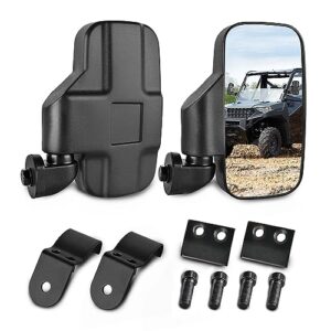 nilight utv side mirrors compatible with 2015-2023 polaris ranger 1000 can-am defender maverick trail pro-fit cage profiled tube adjustable break-away rear view mirror, 2 years warranty