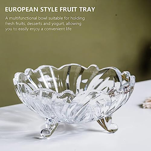 Luxshiny Food Containers Glass Salad Bowl Transparent Footed Dessert Bowl Vintage Flower Embossed Ice Cream Bowl European Style Trifle Bowl Candy Cake Bowl for Home Wedding Party 950ml