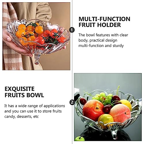 Luxshiny Food Containers Glass Salad Bowl Transparent Footed Dessert Bowl Vintage Flower Embossed Ice Cream Bowl European Style Trifle Bowl Candy Cake Bowl for Home Wedding Party 950ml