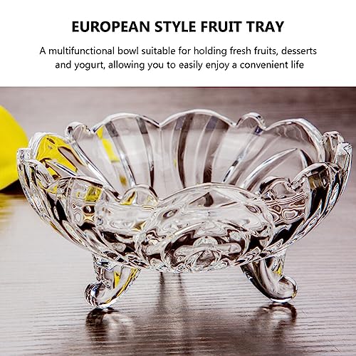 Luxshiny Food Containers Glass Salad Bowl Transparent Footed Dessert Bowl Vintage Flower Embossed Ice Cream Bowl European Style Trifle Bowl Candy Cake Bowl for Home Wedding Party 950ml