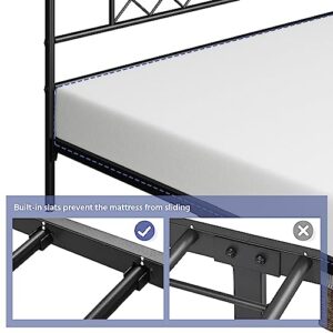 Yaheetch California King Metal Platform Bed Frame Mattress Foundation with Headboard and Footboard, No Box Spring Needed, Under-Bed Storage, Metal Slat Support, Black