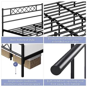 Yaheetch California King Metal Platform Bed Frame Mattress Foundation with Headboard and Footboard, No Box Spring Needed, Under-Bed Storage, Metal Slat Support, Black