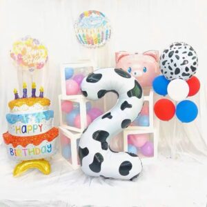 Gallasy 40-Inch Cow Print Number Balloon, Huge Cow Number 30 Foil Helium Balloon for 30th Birthday Party Decoration, 30th Anniversary, 30th Birthday Decorations for Women & Men