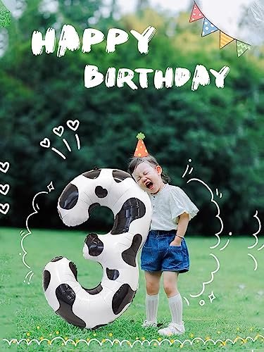 Gallasy 40-Inch Cow Print Number Balloon, Huge Cow Number 30 Foil Helium Balloon for 30th Birthday Party Decoration, 30th Anniversary, 30th Birthday Decorations for Women & Men