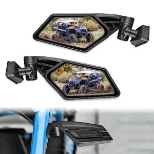 nilight utv side mirrors aluminum x3 rear view mirror upgraded 360 degree adjustment compatible with 2016 2017 2018 2019 2020 2021 2022 2023 can am maverick x3 turbo r, 2 years warranty