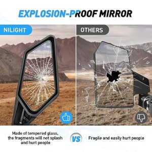 Nilight UTV Side Mirrors Aluminum X3 Rear View Mirror Upgraded 360 Degree Adjustment Compatible with 2016 2017 2018 2019 2020 2021 2022 2023 Can Am Maverick X3 Turbo R, 2 Years Warranty