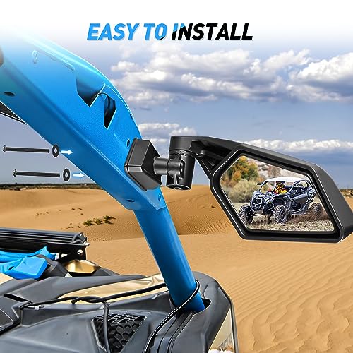 Nilight UTV Side Mirrors Aluminum X3 Rear View Mirror Upgraded 360 Degree Adjustment Compatible with 2016 2017 2018 2019 2020 2021 2022 2023 Can Am Maverick X3 Turbo R, 2 Years Warranty