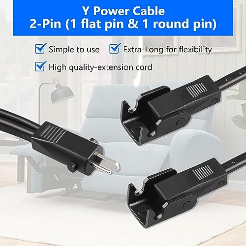 BXIZXD 5 Feet Splitter Lead Y Power Cord for Lift Chair or Power Recliner, Replacement Power Supply Cable, 2 Motors to 1 Power Supply for Okin Limoss Lazboy Pride Catnapper