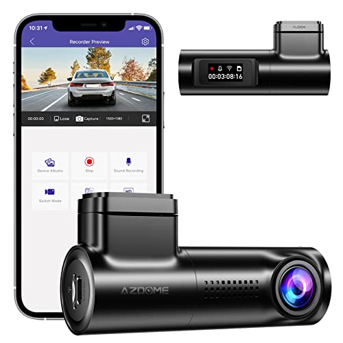 AZDOME M330 1080P FHD Dash Cam, Built-in WiFi Dashcams for Cars, Voice Control Car Camera, 0.96" Screen, Super Capacitor, Night Vision, G-Sensor, Parking Monitor, Loop Recording