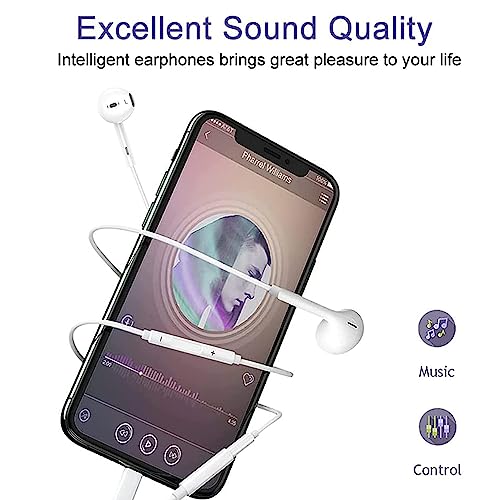 Case Logic Apple Headphones Lightning Earphones iPhone Earbuds, Wired in Ear Stereo Noise Canceling Isolating for 14 13 12 11 Pro Max X XS 8 7 SE, White (Built Microphone & Volume Control) GTR00