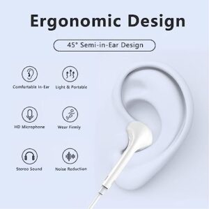 Case Logic Apple Headphones Lightning Earphones iPhone Earbuds, Wired in Ear Stereo Noise Canceling Isolating for 14 13 12 11 Pro Max X XS 8 7 SE, White (Built Microphone & Volume Control) GTR00