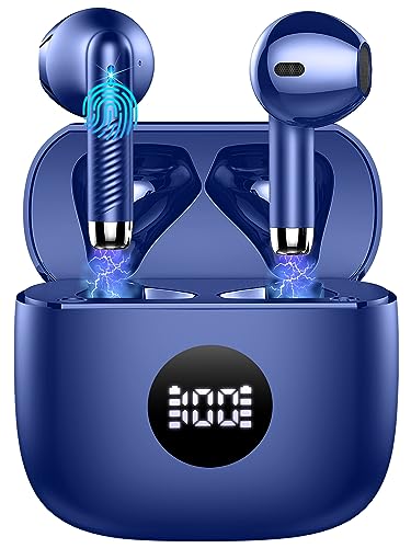 Wireless Earbuds, Bluetooth 5.3 Ear Buds LED Power Display Headphones Bass Stereo, Bluetooth Earbuds in-Ear Noise Cancelling Mic, 40H Playback Mini Case IP7 Waterproof Sports Earphones for Android iOS