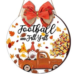 fall y'all front door sign fall football wreaths autumn gnome maple leaves hanger sign decorative sign for outside thanksgiving harvest farmhouse seasonal holiday yard decor