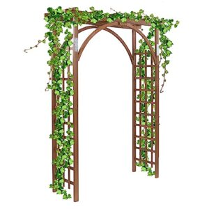 yone jx je 85inch wooden fir garden arbor with trellis, decoration outdoor rose arbor with metal connection for climbing plants, wedding arch for ceremony, bridal party, archway, lawn, patio