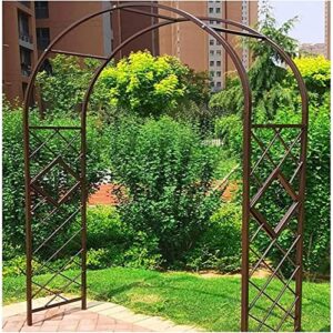 metal garden arch metal garden arbour trellis archway rose arch wedding archway heavy duty strong tubular arbour flower stand with base (bronze w2.6xh2.3m/8.5x7.5ft)