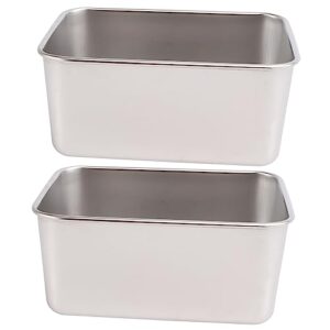 hemoton toast 2pcs stainless steel square box non stick baking pan stainless steel food containers baking dishes for oven with lids baking s bread holder organizer cake box bread box