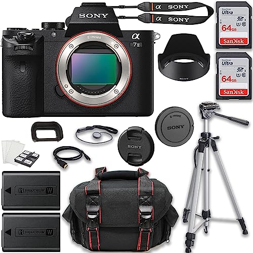 Sony a7 II Mirrorless Camera (Body Only) + 2X 64GB Memory + Case + Tripod & More (20pc Bundle)