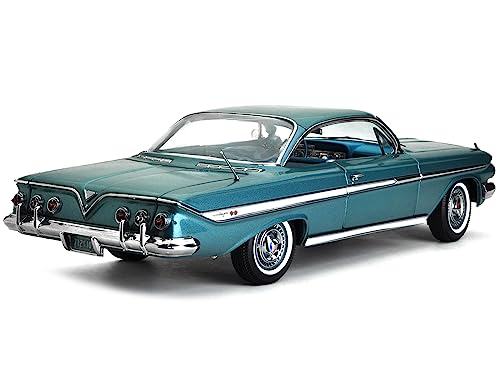 1961 Chevy Impala Sport Coupe Twilight Turquoise Metallic with Turquoise Interior American Collectibles Series 1/18 Diecast Model Car by Sun Star SS-2109