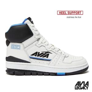 Avia 830 Men’s Basketball Shoes, Retro Sneakers for Indoor or Outdoor, Street or Court - White/Black/Medium Blue, 12 Medium