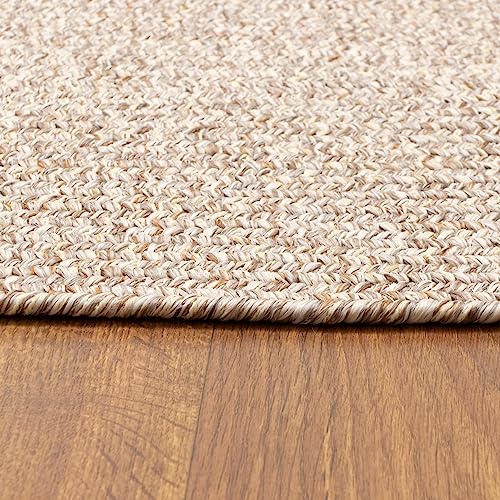 Super Area Rugs Rustic Farmhouse Living Indoor/Outdoor Reversible Braided Rug - Made in USA - Beige Mix 2' X 4' Oval Runner