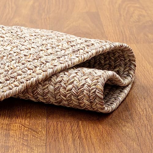 Super Area Rugs Rustic Farmhouse Living Indoor/Outdoor Reversible Braided Rug - Made in USA - Beige Mix 2' X 4' Oval Runner