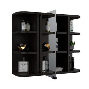 Medicine Cabinet Milano,Six External Shelves Mirror, Bathroom - Black