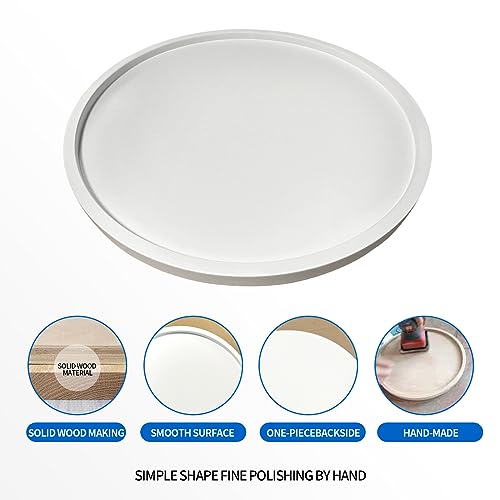 13.2 White inch Bathroom Lazy Susan Counter Non-Skid Tray for Cabinet Pantry Kitchen Home Table, Made of Beech, DIY Assembly Turntable Lazy Susan Organizer