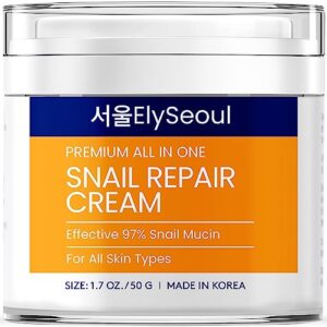 elyseoul snail mucin 97% repair cream, snail mucin moisturizer, snail mucin face moisturizer, korean face moisturizer, moisturizer face cream korean, face moisturizer for all skin types (1.7 oz)