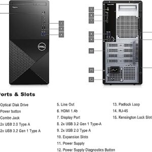 Dell Vostro 3910 Business Desktop Computer, 12th Gen Intel Core i5-12400 Processor, 16GB DDR4 RAM, 256GB PCIe SSD + 1TB HDD, WiFi 6, DVD-RW, Display Port, HDMI, Windows 11 Pro, Black