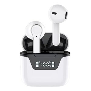 retroq j101 wireless earbuds hifi sound bluetooth headphones enc noise cancelling earphones for hd calls comfort fit bluetooth ear buds with ipx6 waterproof for iphone android (white)