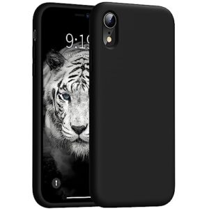 ouxul iphone xr case, full covered shockproof phone case flexible liquid silicone gel rubber cover, slim fit protective phone case 6.1 inch with soft anti-scratch microfiber lining(black)